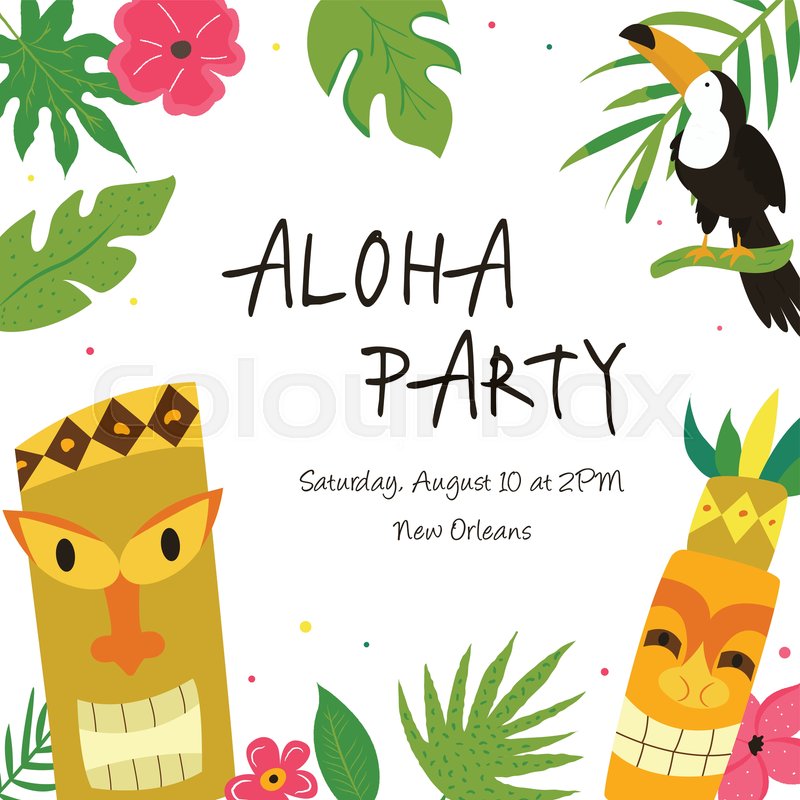800x800 Hawaiian Luau Party Invitation Stock Vector Colourbox