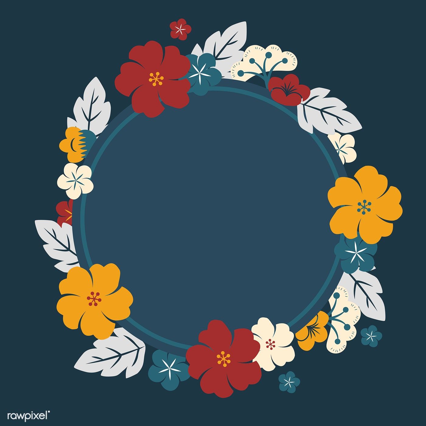 1400x1400 Round Colorful Floral Border Vector Free Image