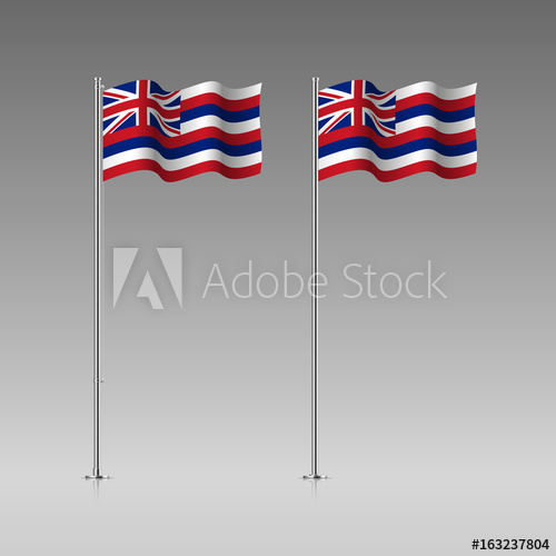 500x500 Hawaiian Islands Flag On The Flagpole Official Colors