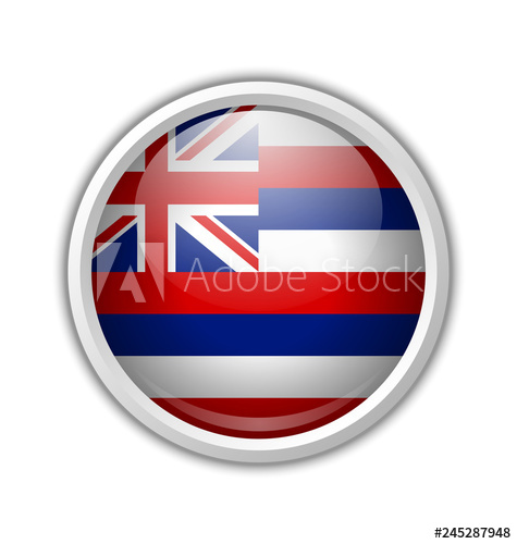 475x500 Hawaiian Flag Circular Shaped Badge Isolated On White Background