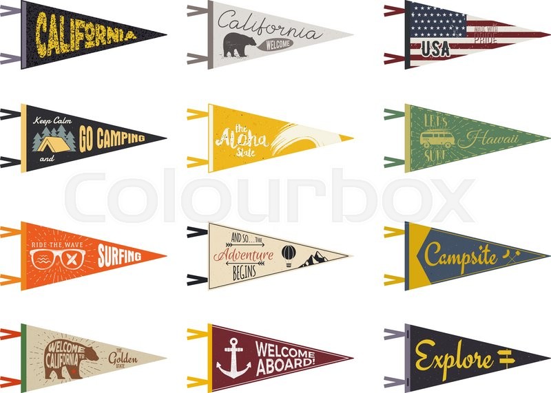 800x571 Set Of Adventure Pennants Pennant Stock Vector Colourbox