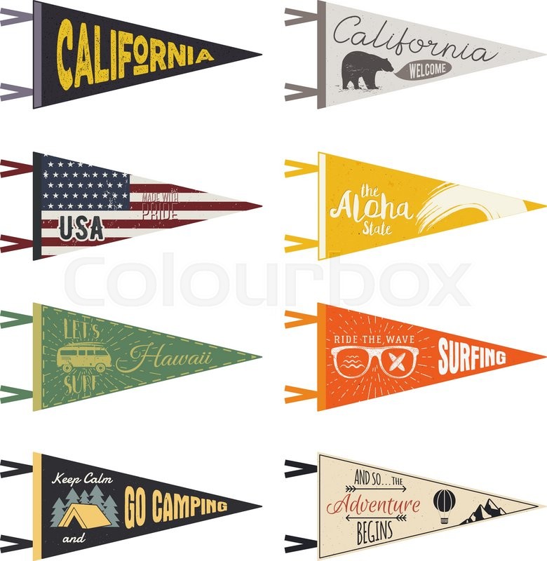 780x800 Set Of Adventure Pennants Vector Stock Vector Colourbox