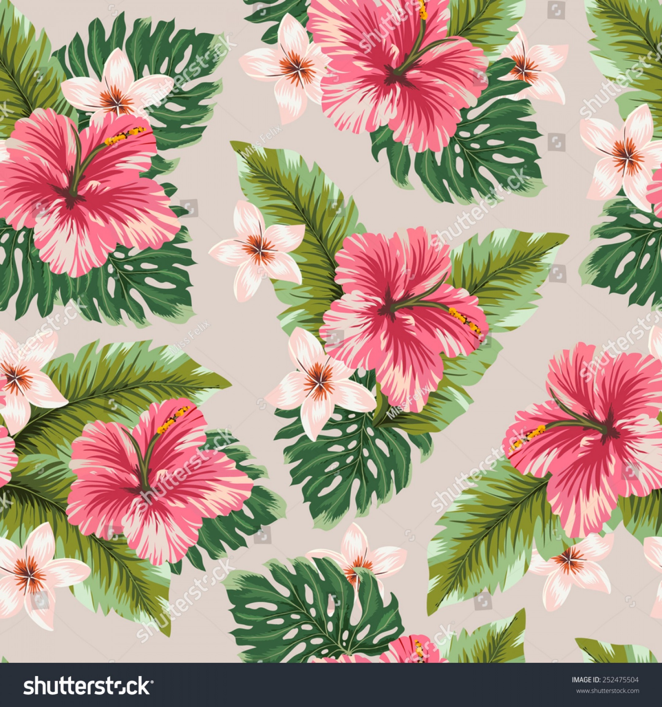 Hawaiian Flower Pattern Vector at Collection of