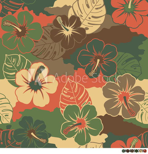 481x500 Hibiscus Flower Pattern Vector Background