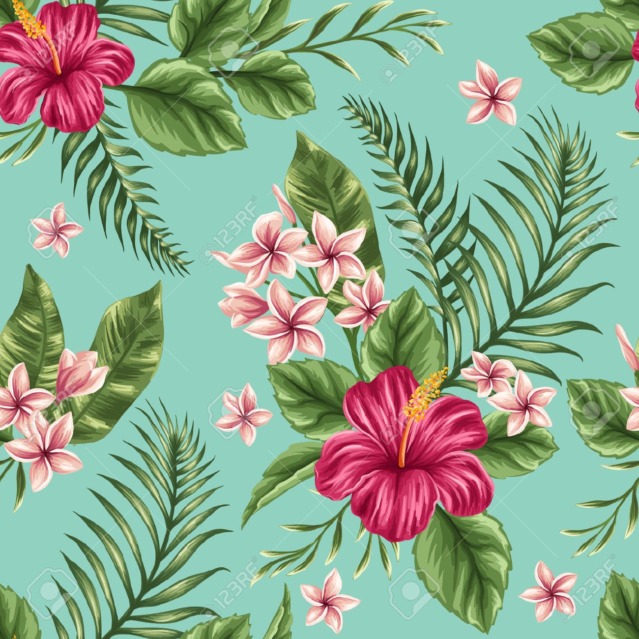 1300x1300 Stock Vector Floral In Tropical Pattern, Vector Flowers
