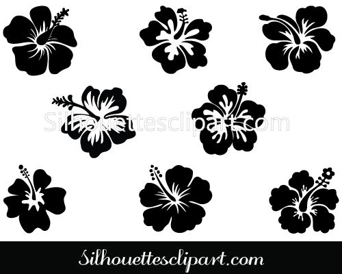 500x400 Hibiscus Flower Silhouette Vector Illustration Flower Vector