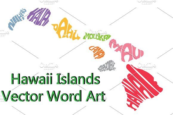 580x386 Hawaii Islands Vector Word Art