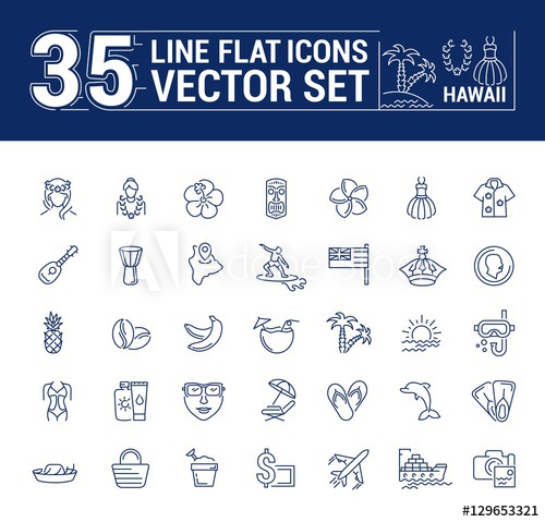 500x479 Vector Graphics Set Illustration Of Hawaii Islands In A Linear