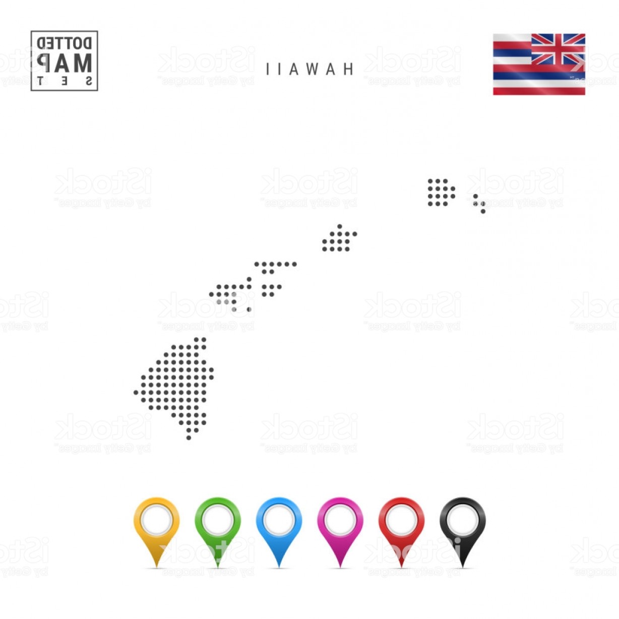 1228x1228 Dots Pattern Vector Map Of Hawaii Stylized Silhouette Of Hawaii