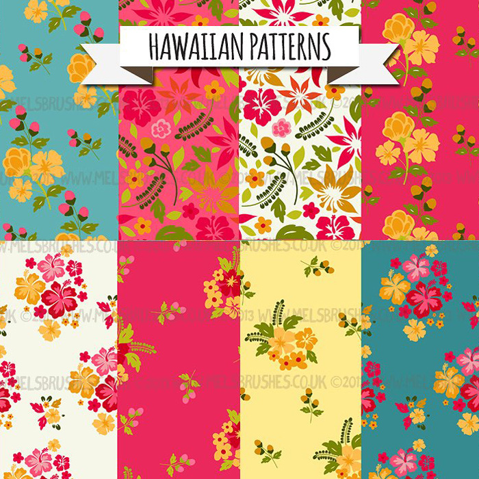 700x700 Hawaiian Seamless Vector Patterns
