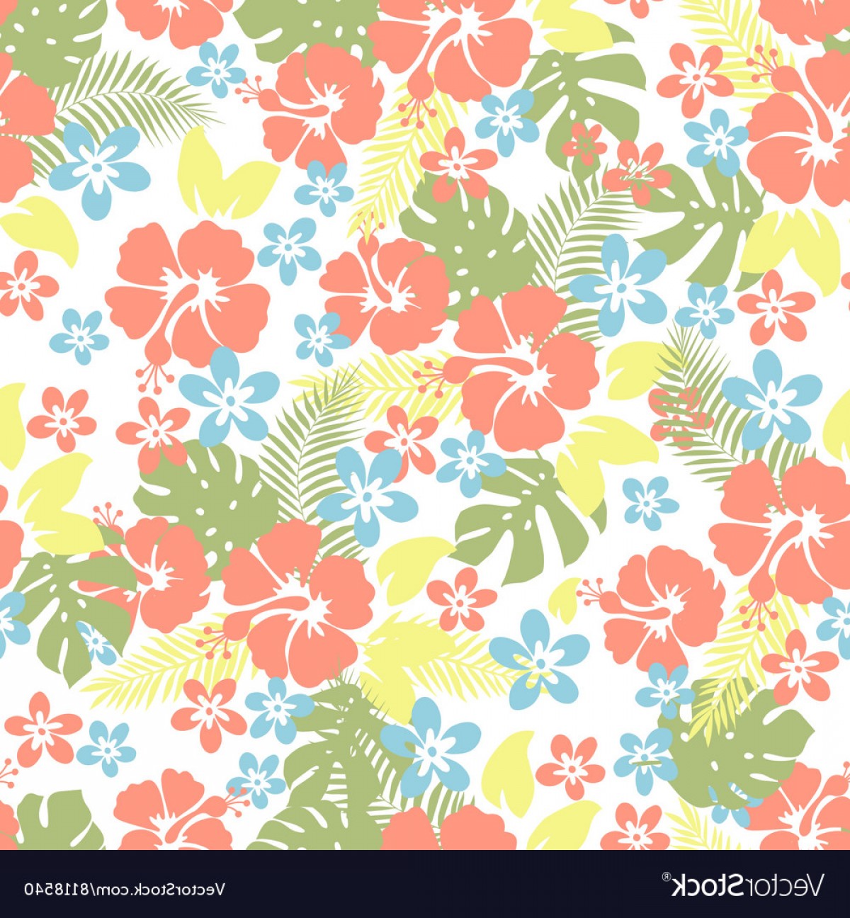 1200x1296 Hawaiian Tropical Floral Seamless Pattern Vector Createmepink