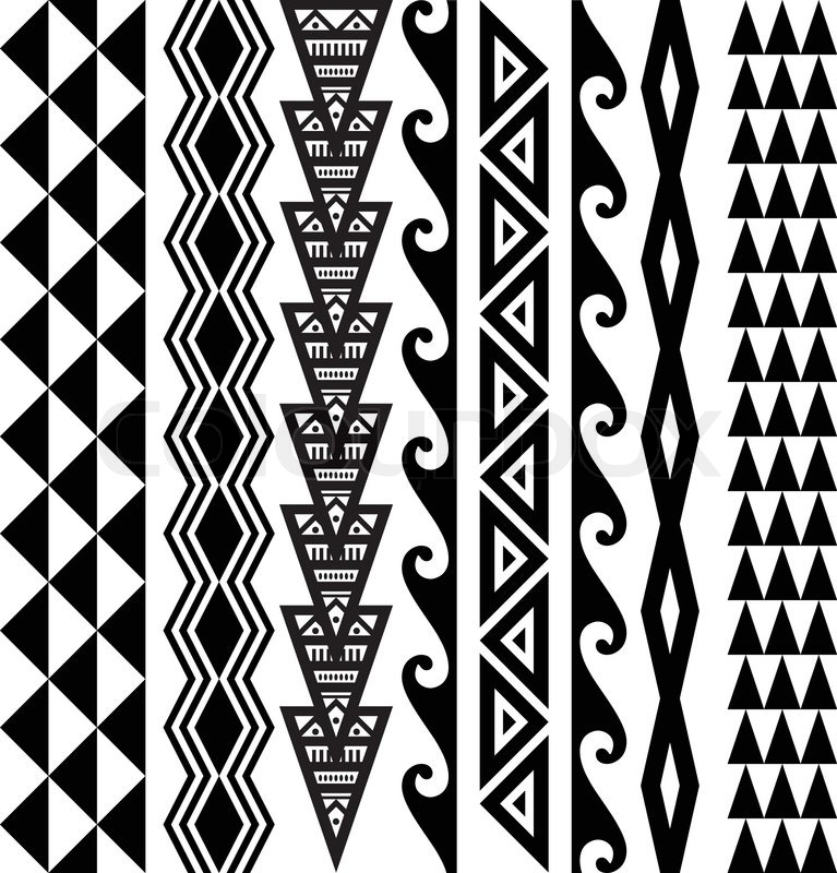 767x800 Kakau Hawaiian Tattoo Collection In Stock Vector Colourbox