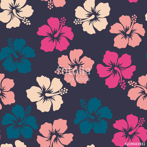 500x500 Tropical Background With Hibiscus Flowers Seamless Hawaiian