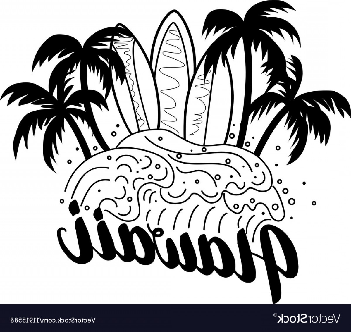 1200x1135 Hawaii Hand Lettering Surf Poster Tee Print Vector Lamaison