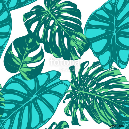 500x500 Seamless Vector Tropical Pattern Monstera Palm Leaves