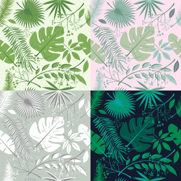 626x626 Tropical Seamless Patterns Collection Set Of Hawaiian Plants