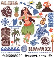 180x195 Free Art Print Of Retro Set Of Banners With Hawaiian Symbols