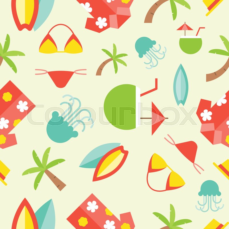 800x800 Summer Theme Seamless Pattern Vector, Stock Vector Colourbox