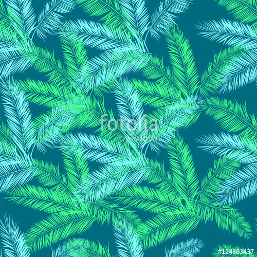 500x500 Teal, Blue And Green Palm Vector Seamless Pattern Hawaiian Shirt