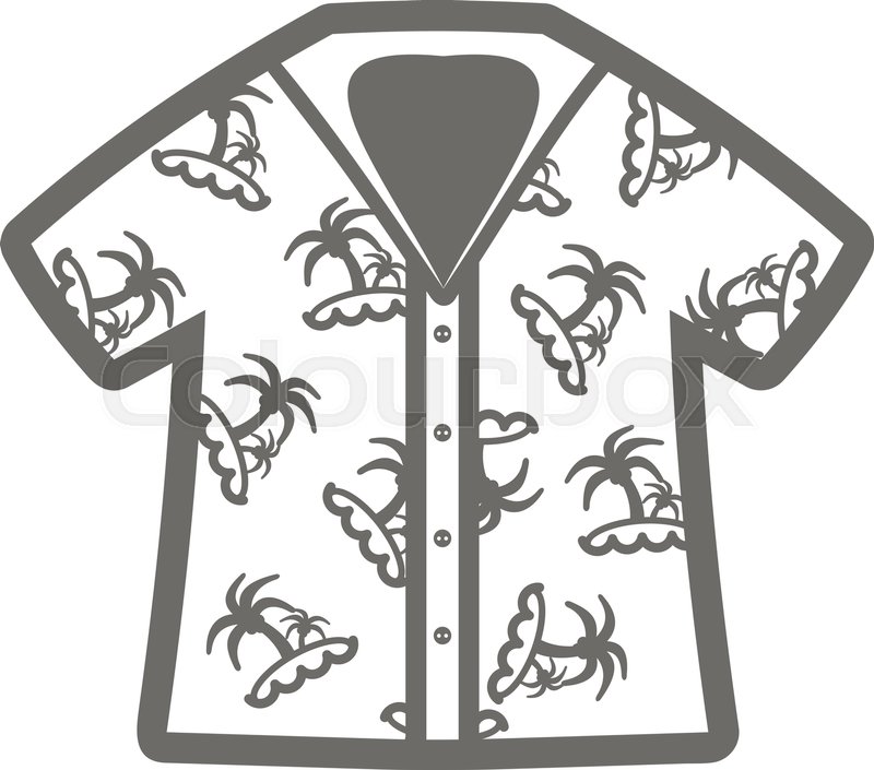 800x705 Hawaiian Shirt With Palm Tree Outline Stock Vector Colourbox