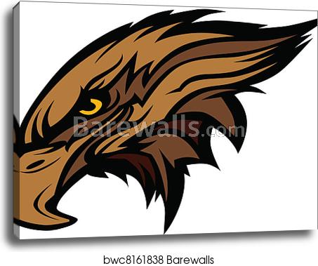 453x379 Mascot Head Of An Falcon Or Hawk Ve, Canvas Print Barewalls