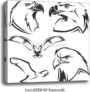382x390 Eagle, Hawk Vector Mascots Set, Canvas Print Barewalls Posters