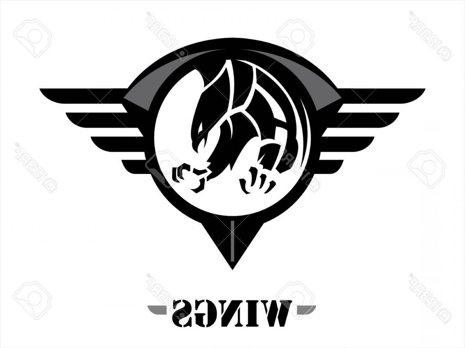 1560x1168 Photostock Vector Attacking Black Hawk On The Black Winged Circle