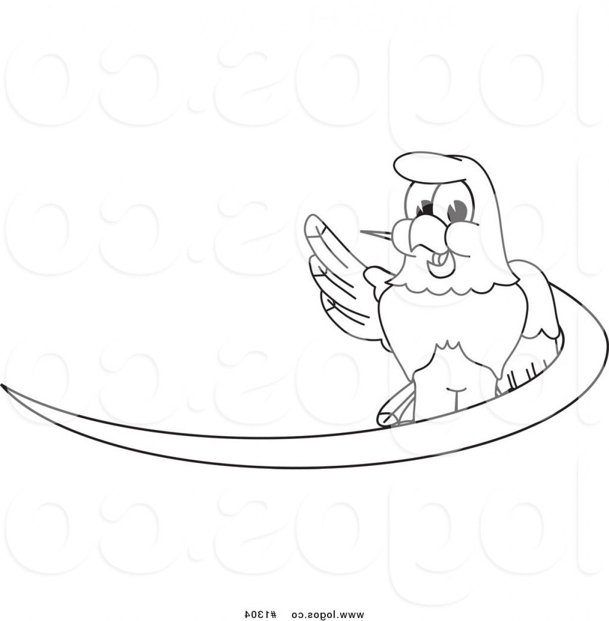 1228x1252 Royalty Free Vector Logo Of An Outlined Cartoon Bald Eagle Hawk