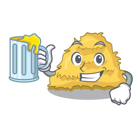 450x450 With Juice Hay Bale Mascot Cartoon Vector Illustration Royalty