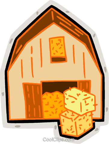 362x480 Barn, Hay Bales, Farm Royalty Free Vector Clip Art Illustration