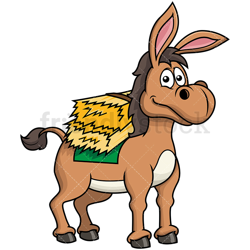 Happy Donkey Carrying Hay Cartoon Vector Clipart 800x800 Happy Donkey Carrying Hay Cartoon Vector Clipart