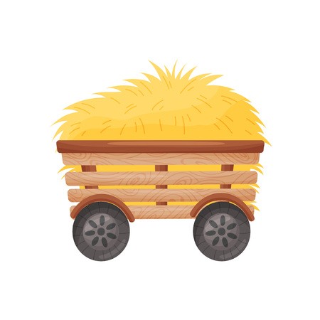 Wooden Four Wheel Cart With Hay Vector Illustration On White 450x450 Wooden Four Wheel Cart With Hay Vector Illustration On White