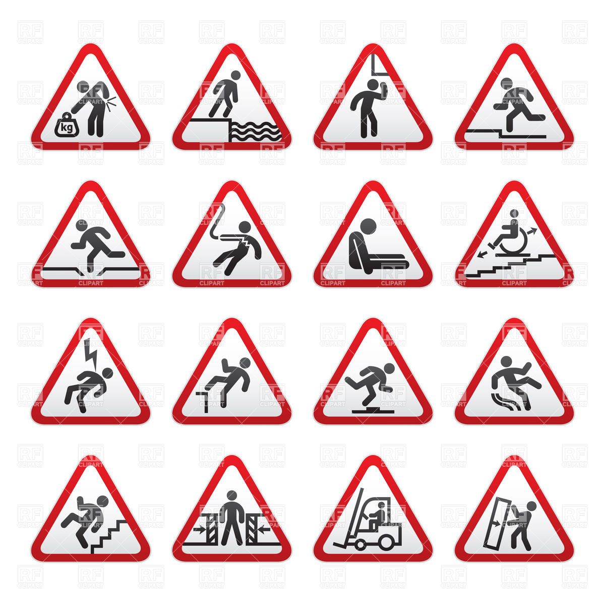 1200x1200 Triangular Warning Hazard Sign Set Vector Image Of Signs, Symbols
