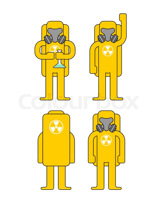 636x800 Biohazard Protection Set Yellow Suit Stock Vector Colourbox