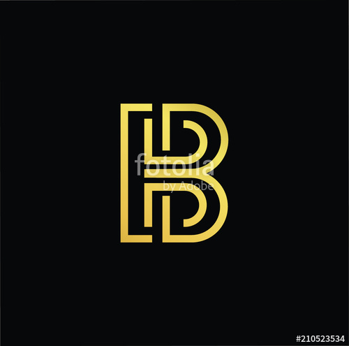 500x495 Initial Gold Letter Bh Hb Logo Design With Black Background Vector