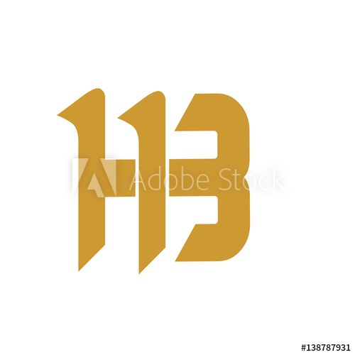 500x500 Initial Letter Hb Gold Color Logo Vector