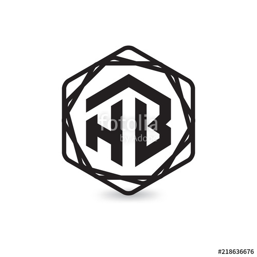 500x500 H B Initial Letter Hexagonal Logo Vector Stock Image And Royalty
