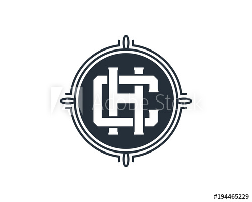 500x400 Simple Classic Circle With Initial Name Letter Ch Or Hc Sign