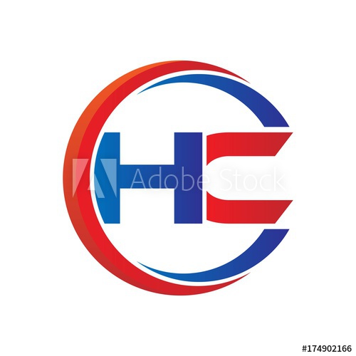 500x500 Hc Logo Vector Modern Initial Swoosh Circle Blue And Red