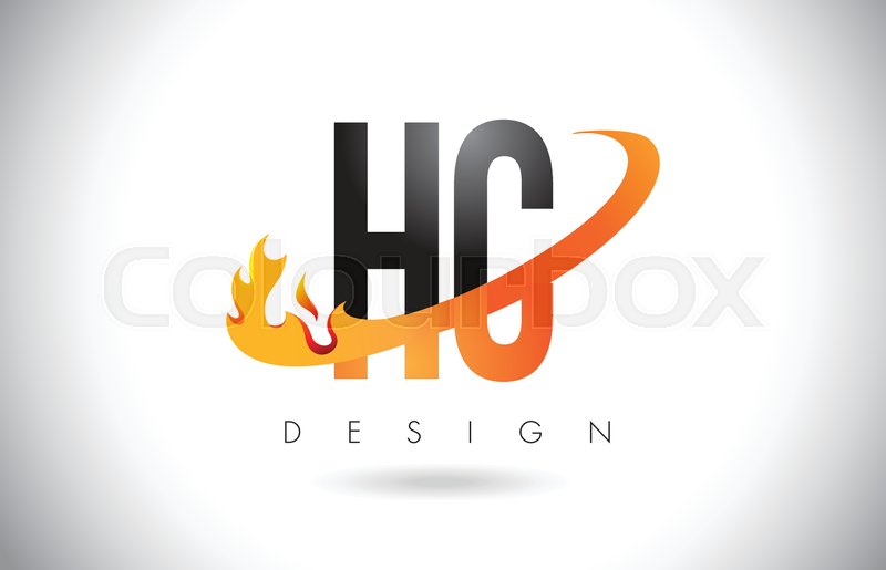 800x515 Hc H C Letter Logo Design With Fire Stock Vector Colourbox
