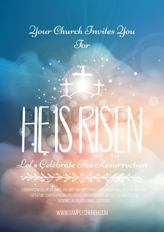 566x800 He Is Risen, Vector Easter Religious Stock Vector Colourbox