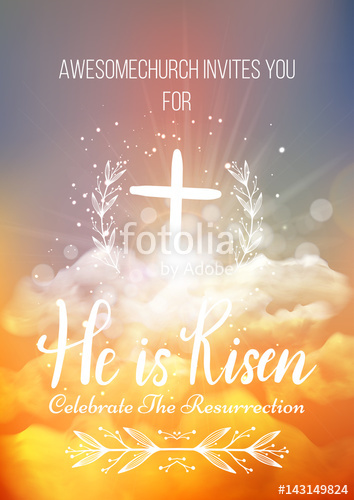 354x500 He Is Risen, Vector Easter Religious Poster Template Stock Image