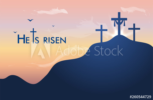 500x328 Vector Landscape On Religious Theme With Words Easter Sunday, He