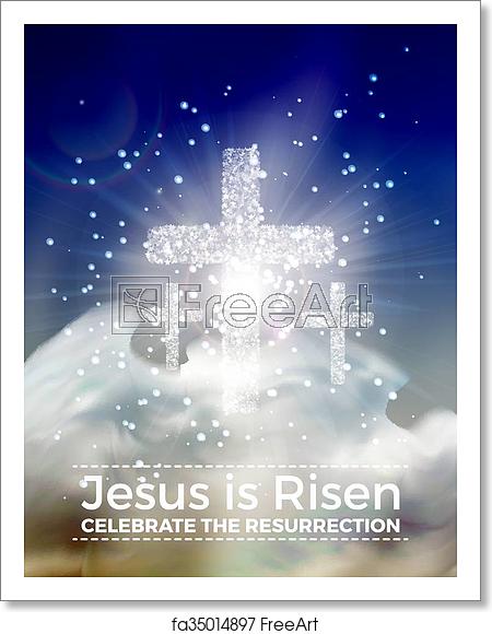 450x580 Free Art Print Of He Is Risen, Vector Easter Religious Poster