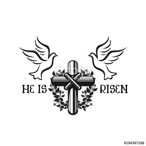 500x500 Happy Easter He Is Risen Vector Cross Icon Stock Image