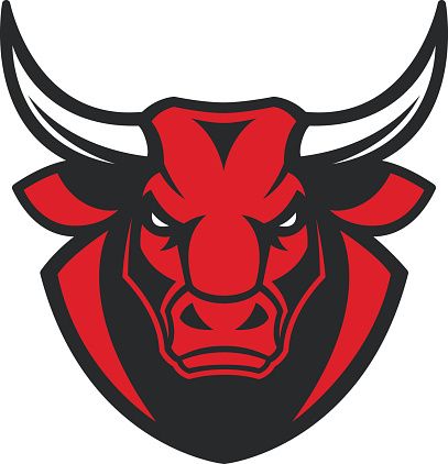 407x422 The Head Of A Ferocious Bull Vector Art Illustration Bulls Logos
