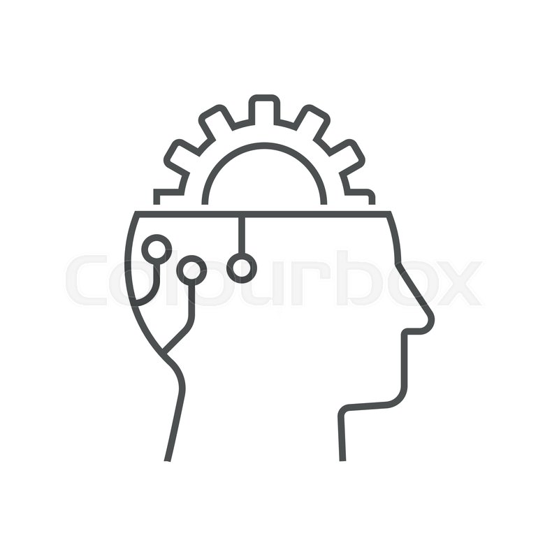 800x800 Gear In Head, Icon Vector, Concept, Stock Vector Colourbox