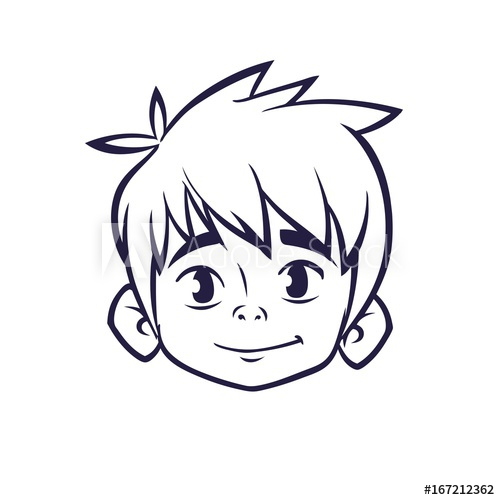 Happy Cartoon Boy Head Outline Vector Illustration For Coloring 500x500 Happy Cartoon Boy Head Outline Vector Illustration For Coloring