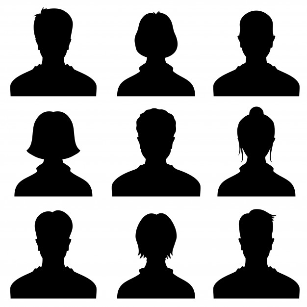 626x626 Male And Female Head Silhouettes Avatar, Profile Vector Icons