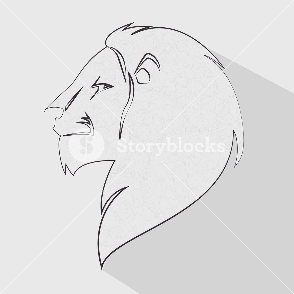 1000x1000 Lion Head Profile Icon Vector Illustration Design Royalty Free